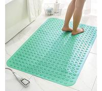 Tapis de douche antidérapant en PVC épais + massage double usage avec ventouse, grande surface antidérapante et anti-chute Tapis de douche gris super grande taille 80 x 120 cm