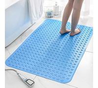 Tapis de douche antidérapant en PVC épais + massage double usage avec ventouse, grande surface antidérapante et anti-chute Tapis de douche gris super grande taille 80 x 120 cm