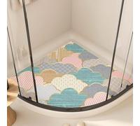 Tapis De Douche D’Angle avec Trous De Drainage, Tapis De Bain Incurvé en PVC Loofah Antidérapant Anti-moisissure, Tapis De Douche Antidérapants pour Douche Intérieure, B, 70x70cm(28x28inch)