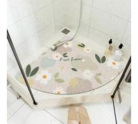 Tapis de douche d'angle antidérapant et anti-moisissure pour douche intérieure, tapis de bain en quart de cercle avec drain, tapis de bain lavable pour sol de salle de bain, personnes âgées, séchage
