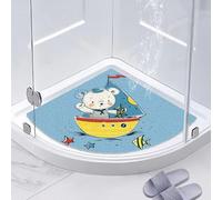 Tapis de douche d'angle antidérapant et anti-moisissure pour douche intérieure, tapis de bain en quart de cercle avec drain, tapis de bain lavable pour sol de salle de bain, personnes âgées, séchage