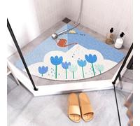 Tapis de douche d'angle antidérapant et anti-moisissure pour douche intérieure, tapis de bain en quart de cercle avec drain, tapis de bain lavable pour sol de salle de bain, personnes âgées, séchage