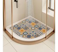 Tapis de douche d'angle jaune pour baignoire en quart de cercle, anti-moisissure, antidérapant, 60 x 60 cm
