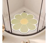Tapis de Douche d'angle pour Douche intérieure, antidérapant et Anti-moisissure avec Drain, Tapis de Bain Rond en luffa antidérapant, idéal pour Les Personnes âgées, Facile à Nettoyer, sécha