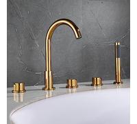 Tapis de douche de mélangeur pour pont de bain monté à 5 trous Taps de bain Ensemble avec douche, double levier noir, b Beauty Comes