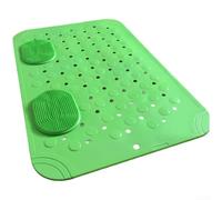 Tapis de douche de salle de bain avec motif de bulles de massage des pieds et double surface antidérapante, équipé de ventouses pour un positionnement sûr (vert)