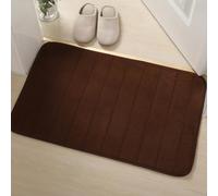 Tapis de douche de salle de bain avec mousse à mémoire de forme et fond antidérapant pour WC WC en peluche lavable et douce pour plus de confort et de sécurité des pieds (marron)