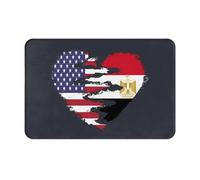 Tapis De Douche Drapeau en Forme De Cœur Partagé des États-Unis Et De L'Égypte Tapis De Bain Anti-Salissures Paillasson Intérieur Antidérapant Paillassons De Porte pour Cuisine Porte 40X60Cm