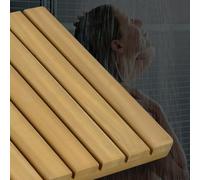 Tapis de douche en bois naturel - Tapis de bain imperméable, planche d'égouttage stable pour salle de bain, piscine et sauna, lattes de pédale antidérapantes extra larges, 70 cm x 90 cm