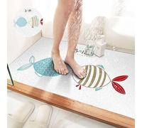 Tapis de Douche en Loofah Antidérapant pour Salle de Bain, Rectangulaire, Tapis de Baignoire, Tapis de Sol en PVC Anti-Moisissure pour Zone Humide, Tapis de Bain en Loofah Souple à Massage à Séchage