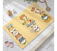 Tapis de Douche en luffa à Drainage Rapide, antidérapant, Lavable, Facile à Nettoyer, pour Bain, Douche, Chambre, rectangulaire, Motif Chien, 2 pièces, 40 x 60 cm (16 x 24 Pouces)