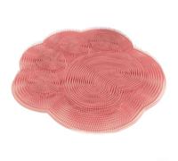 Tapis de douche en silicone avec ventouses, masseur de pieds mural et nettoyant avec 500 poils doux, bleu (rose)