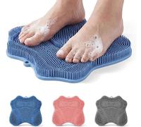Tapis de douche en silicone pour pieds avec ventouses antidérapantes, coussin de massage exfoliant pour le dos, mains libres, élimine les callosités, les peaux mortes, pour hommes et femmes (Blue)