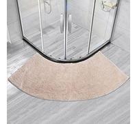 Tapis de douche incurvé, antidérapant, doux et absorbant, lavable, pour douche semi-circulaire, idéal pour la sécurité et le confort, 45 x 143 cm, beige