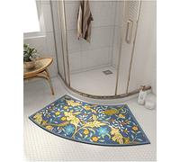Tapis de douche incurvé pour cabine de douche en quadrant - Absorbant - Séchage rapide - Antidérapant - Semi-circulaire - Pour douche ronde