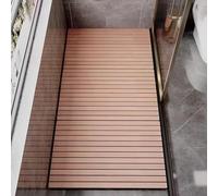 Tapis de douche personnalisable en bois de teck massif - Tapis de bain antidérapant avec trou de drainage central, tailles 50,8 à 111,8 cm pour douche intérieure et sol carrelé, design carré grand et