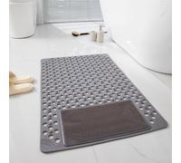 Tapis de douche pour salle de bain avec technologie d'adhérence améliorée, la composition TPE assure la stabilité sur les surfaces lisses de la baignoire ou du carrelage (gris)