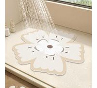 Tapis de douche rond à motif floral pour douche intérieure, tapis de sol en luffa en PVC, antidérapant, anti-moisissure, avec drainage, séchage rapide (blanc, 50 x 50 cm)