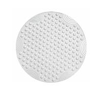 Tapis de douche rond antidérapant avec ventouse, surface lisse, fonction de massage confortable, tapis de douche bleu pour enfants, avec trou de drainage, lavable en machine (tête ronde blanche)
