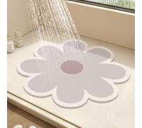 Tapis de Douche Rond en Forme de Fleur pour Douche Intérieure, Tapis de Sol en PVC Loofah pour Salle de Bain, Tapis de Bain Antidérapant et Anti-Moisissure avec Drainage, Séchage Rapide (Gris, 50x50cm