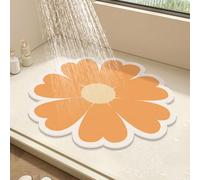 Tapis de douche rond en luffa en PVC antidérapant et anti-moisissure avec drainage, séchage rapide (orange, 50 x 50 cm)