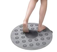 Tapis de Douche Rond Tapis de Bain Antidérapant avec Ventouse, 46 × 46 CM (18,1 x 18,1 inch), Tapis de douche doux avec trou de Drainage, en Silicone