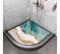 Tapis de Douche， Tapis de Baignoire for Zones Humides à l'intérieur la Douche, Massage des Pieds d'angle Salle Bain, antidérapant séchage Rapide Secteur/Rond(Wave Sector,75x75cm)