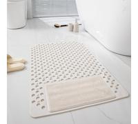Tapis de douche TPE pour salle de bain avec design à séchage rapide, grandes ouvertures de drainage et adhérence fiable au sol (blanc)