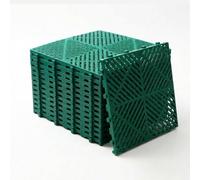 Tapis de Drainage emboîtable de carrelage PP Clipsable Ajourée Antidérapante en PVC Drainage pour plancher d'atelier garage(Green,30-piece pack)