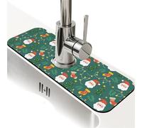 Tapis de drainage pour évier de cuisine, Père Noël, diatomées vertes, tapis de séchage absorbant pour salle de bain, cuisine, évier