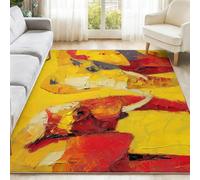 Tapis de en Flanelle 40 x 60 cm - Doux antidérapant et décoratif, Tapis imprimé pour entrée Salon ou Chambre Expressionnisme Abstraction Art,Couleur Jaune