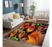 Tapis de Enfant 60 x 90 cm, Gros Plan Épices Bol imprimés Tapis Moquette de Chambre à Poils Ras, Coloré Paillasson Intérieur - pour Salon Cuisine Chambre Décor