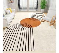 Tapis de Enfant Géométriques Orange Abstraites Du Milieu Du Siècle, 170 x 240 cm Tapis avec Dos en Caoutchouc Antidérapant, Paillasson Intérieur - pour Décor de Sol de Chambre à Coucher de Salon