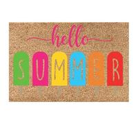 Tapis de extérieur, tapis de d'été - Bonjour paillasson d’été - Paillasson décoratif Hello Summer 16x24 pouces, paillasson saisonnier antidérapant avec support en caoutchouc, tapis pour intérieur et e