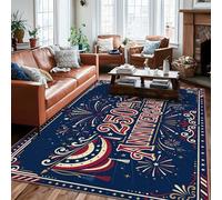Tapis de feux d'artifice, bannière d'étoiles festives, anniversaire de mariage, bleu marine, envers antidérapant, tapis esthétique pour salon, chambre à coucher, sous table, décoration de salle à
