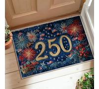 Tapis de feux d'artifice festif, drapeaux festifs, jour de l'indépendance, bleu, tapis d'intérieur avec revers antidérapant, tapis décoratif pour salle de bain, entrée, chevet, buanderie, 61 x 0,9 m