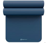 Tapis de fitness 190x80x1,5 cm Hop-Sport, Tapis de sport antidérapant, Tapis de yoga en mousse NBR, Sangle de transport, Bleu océan