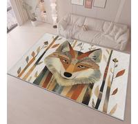 Tapis de Flanelle avec Animal Dessin Animé Renard Impression, Brun Moquette Chambre Doux Antidérapant et Lavable en Machine, 160 x 230 cm Tapis Living Room Salle DéCoration