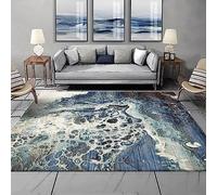 Tapis De Flanelle Imprimé Vagues Abstraites De L'Océan Gris Bleu 3D Salon Chambre Tapis De Décoration Chambre Fille Cadeau Surprise De Couple Tapis De Sol Moquette Antidérapante 60 X 90 Cm -3M7E
