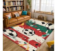 Tapis de football, sportif et moderne, avec étoiles et rubans - Pas de rouge - Tapis rectangulaire d'intérieur à poils courts - Ne perd pas ses poils - Pour salon, chambre à coucher, sous le lit