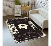 Tapis de Football Tapis de Cuisine de Salon Sport Terrain Tapis de Sol Paillassons Salle de Bain Tapis Exercice Tapis Garçon Ffille Ado Chambre Décor Enfants Jouer Ramper Tapis (Noir,120x180 cm)