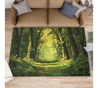 Tapis de forêt - 177,8 x 304,8 cm - Tapis de bain naturel pour couloir, lavable, antidérapant et doux pour décoration d'intérieur