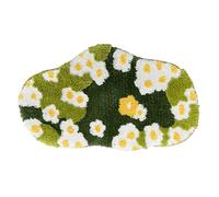Tapis de forêt en mousse verte Tapis de bain en peluche certainement voici le titre du produit à écrire Dessin animé imprimé floral épais absorption d'eau antidérapant doux vert bain 40 cm