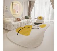 Tapis de Forme irrégulière Moderne pour Salon Salle à Manger Chambre à Coucher Cuisine esthétique contemporaine Couloir Runner Mat Beige(Jaune,120x160cm)