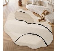 Tapis De Forme Irrégulière pour Le Salon, Tapis De Zone Lavable Antidérapant Doux pour La Chambre, Fausse Laine pour De Chambre(Beige foncé,160x250cm)