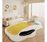 Tapis de Forme irrégulière pour Le Salon, Tapis de Zone Lavable de Chambre Beige Doux antidérapant pour Le Bureau à Domicile canapé Cuisine Couloir(Multi-Colored,80x120cm)