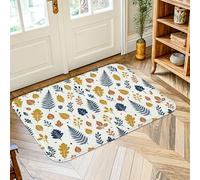 Tapis de fougère, feuille de nature, automne, baie, bleu marine, bord antidérapant, tapis rectangulaire pour salle de bain, entrée, chevet, décoration de porte, 61 x 0,9 m