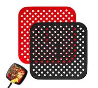Tapis de friteuse à air, 2 pièces de tapis en silicone réutilisables Air Fryer Liner, anti-adhésifs, grille de friteuse à air carrée (carré, 8,5 pouces)