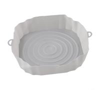 Tapis de friteuse en silicone pour la cuisson, panier sans four avec poignée, convient aux friteuses rondes, passe au lave-vaisselle, diamètre supérieur de 20 cm (marron) (gris)