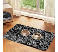 Tapis de gamelle antidérapant pour Chien, Motif Toile d'araignée Noire et Blanche, Absorbant, pour Sol, pour Chat, 40 x 60 cm